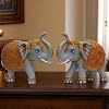 Grey Elephant Showpiece Pair, Marble Dust Resin, 8 Inch