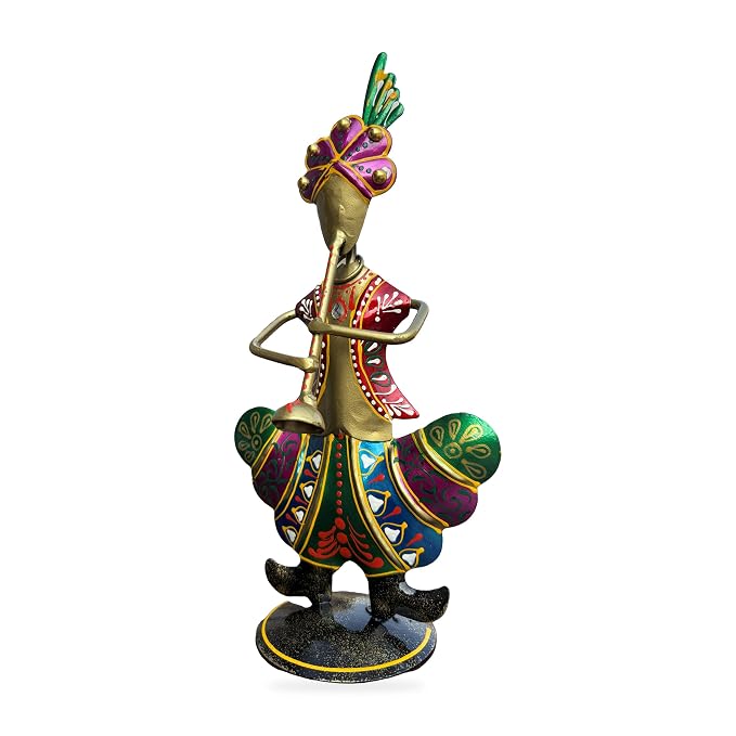 Gold Iron Rajasthani Musician Statue Showpiece Set of 4, 9 Inch