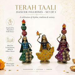 Terah Taali Dance Doll Showpiece Set of 3 for Home Decor