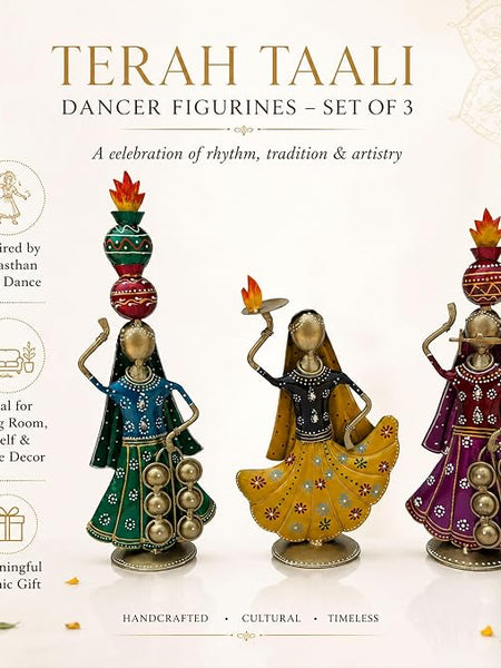 Terah Taali Dance Doll Showpiece Set of 3 for Home Decor