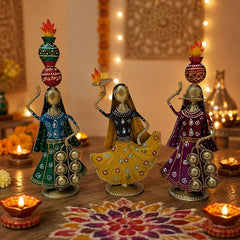 Terah Taali Dance Doll Showpiece Set of 3 for Home Decor