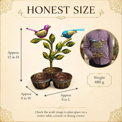 Iron Dry Fruit Bowl Stand with Bird Tree, 3 Bowls, 12 Inch