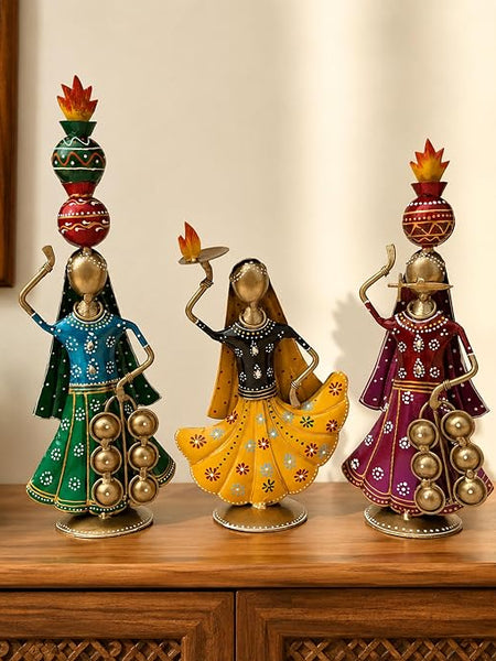 Terah Taali Dance Doll Showpiece Set of 3 for Home Decor