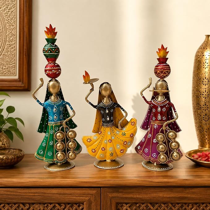Terah Taali Dance Doll Showpiece Set of 3 for Home Decor