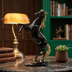 Black & Gold Standing Horse Statue for Home Decor