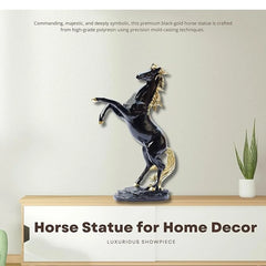 Black & Gold Standing Horse Statue for Home Decor