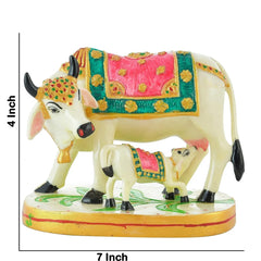 Premium Golden Kamdhenu Cow & Calf Statue for Home