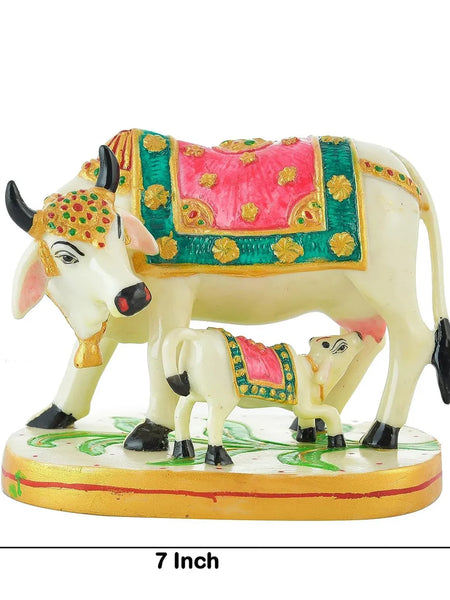 Premium Golden Kamdhenu Cow & Calf Statue for Home