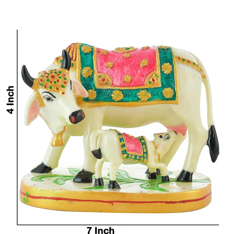 Premium Golden Kamdhenu Cow & Calf Statue for Home