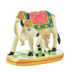 Premium Golden Kamdhenu Cow & Calf Statue for Home