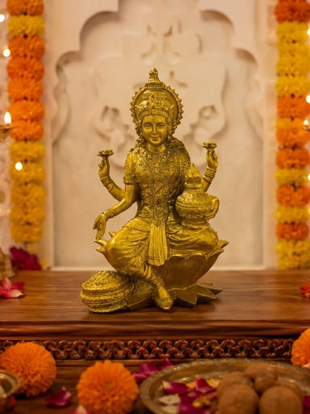 Golden Goddess Lakshmi Idol for Diwali Pooja Decor