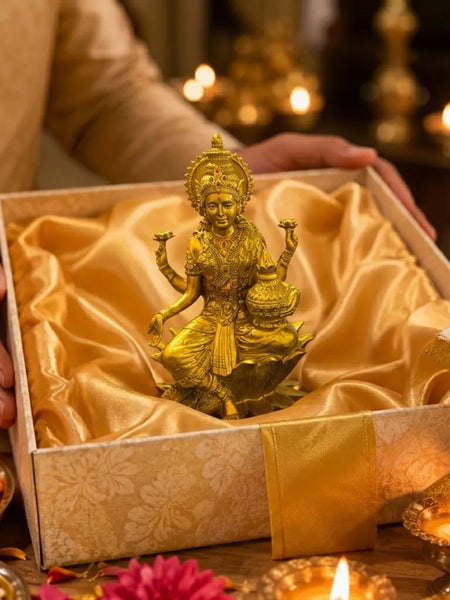 Golden Goddess Lakshmi Idol for Diwali Pooja Decor