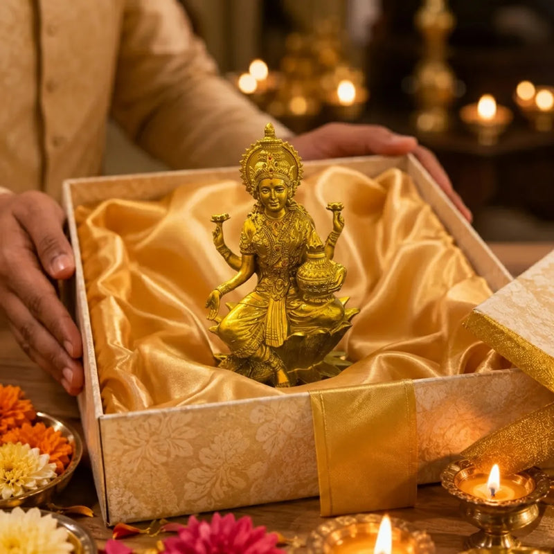 Golden Goddess Lakshmi Idol for Diwali Pooja Decor