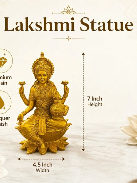 Golden Goddess Lakshmi Idol for Diwali Pooja Decor