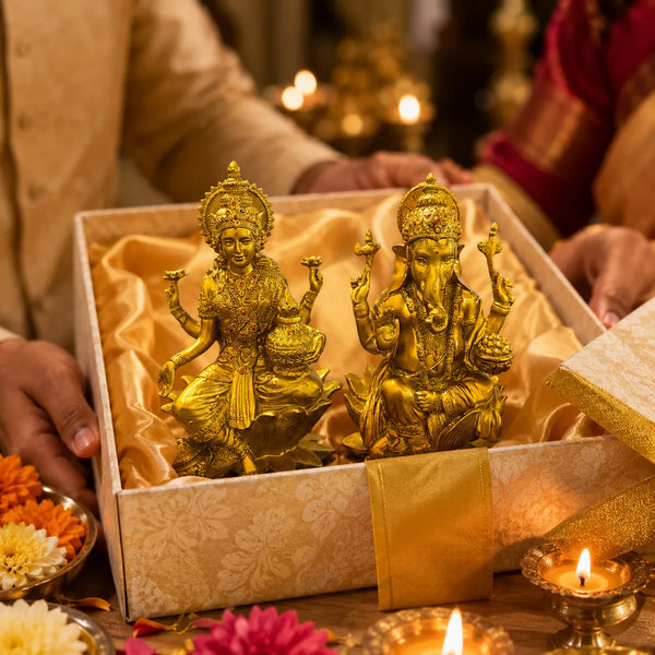 Golden Laxmi Ganesh Idol Set for Diwali Pooja