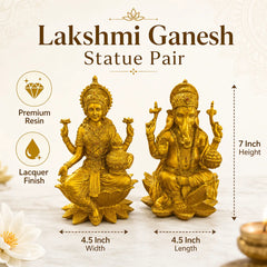Golden Laxmi Ganesh Idol Set for Diwali Pooja