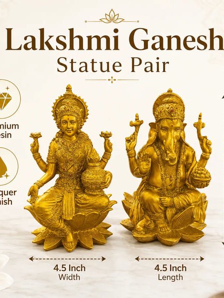 Golden Laxmi Ganesh Idol Set for Diwali Pooja