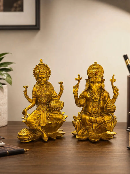 Golden Laxmi Ganesh Idol Set for Diwali Pooja