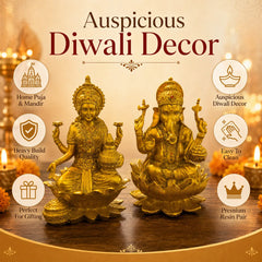 Golden Laxmi Ganesh Idol Set for Diwali Pooja