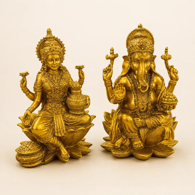 Golden Laxmi Ganesh Idol Set for Diwali Pooja