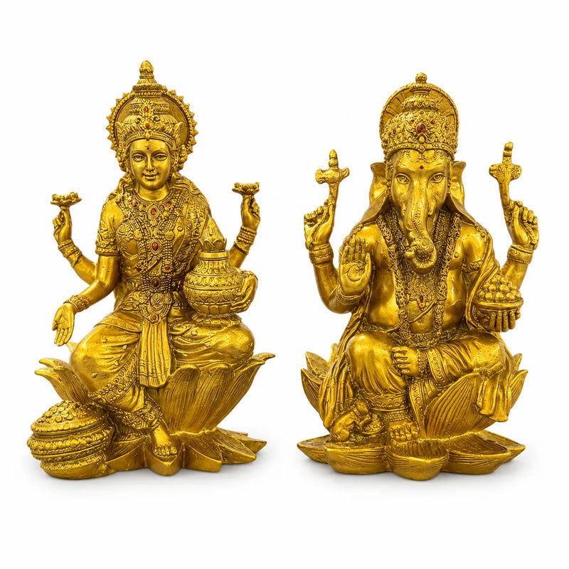 Golden Laxmi Ganesh Idol Set for Diwali Pooja