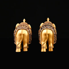Golden Royal Elephant Showpiece Statue, Set of 2
