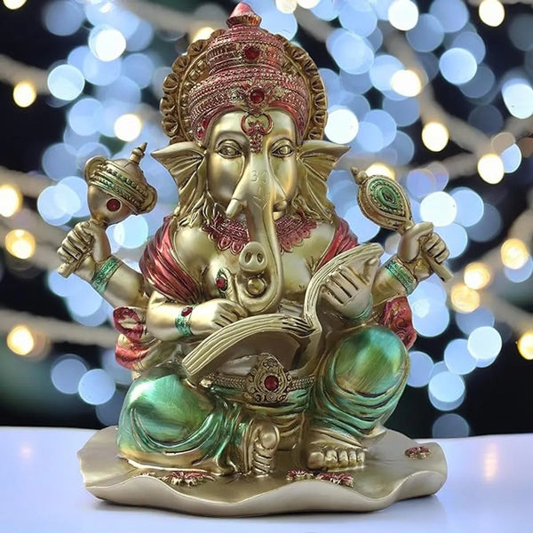 Lekhak Ganeshji Idol for Home Temple Mandir Decor