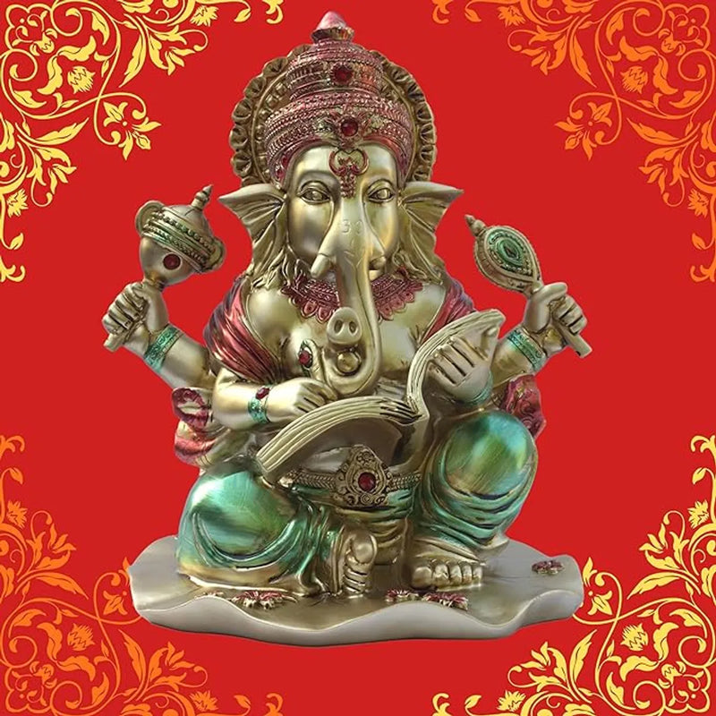 Lekhak Ganeshji Idol for Home Temple Mandir Decor