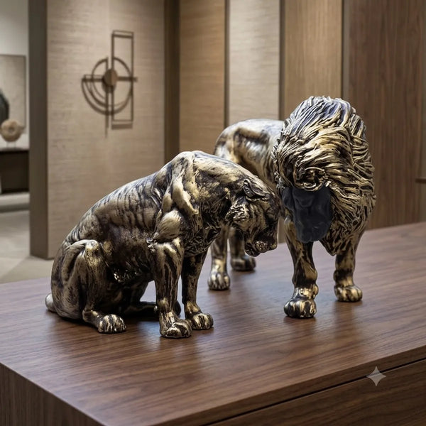 Royal Lion & Lioness Couple Showpiece for Home Decor