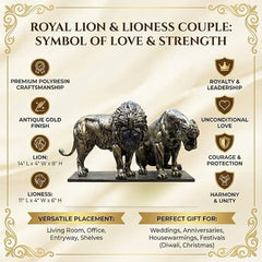 Royal Lion & Lioness Couple Showpiece for Home Decor