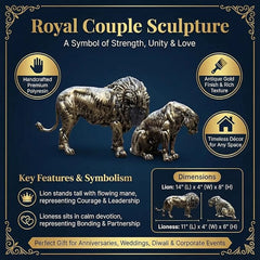 Royal Lion & Lioness Couple Showpiece for Home Decor