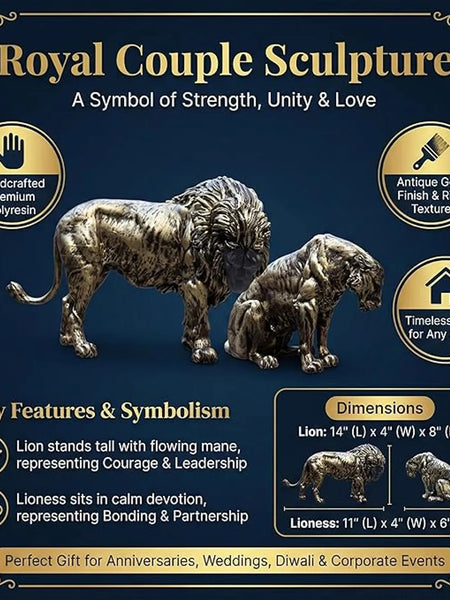 Royal Lion & Lioness Couple Showpiece for Home Decor