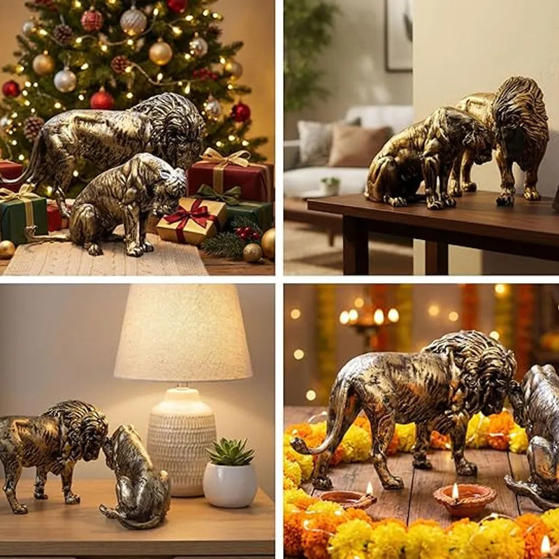 Royal Lion & Lioness Couple Showpiece for Home Decor