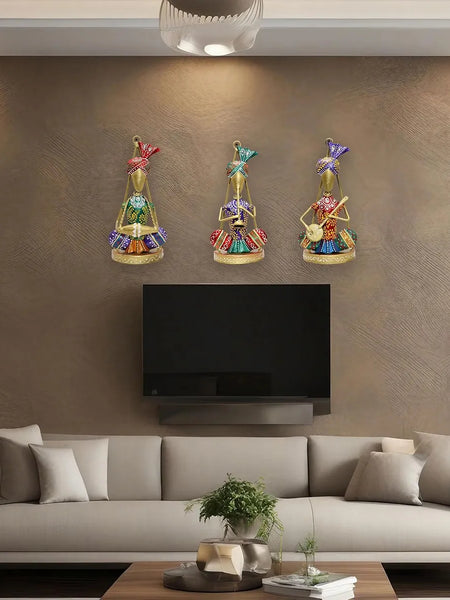 Traditional Musicians Tabletop/Wall Decor Statues, Set of 3
