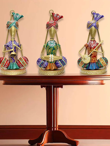 Traditional Musicians Tabletop/Wall Decor Statues, Set of 3