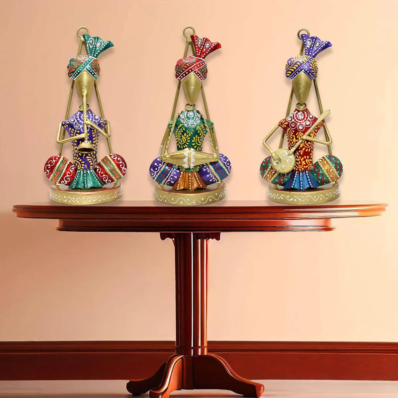 Traditional Musicians Tabletop/Wall Decor Statues, Set of 3