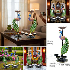 Peacock Tealight Candle Holder Stand, Set of 2