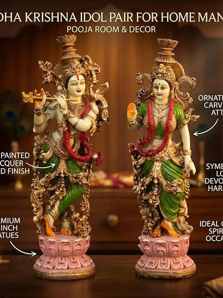 Radha Krishna Idol Pair for Home Mandir Decor