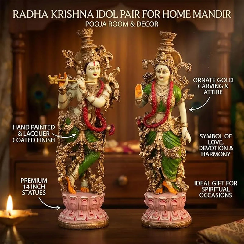 Radha Krishna Idol Pair for Home Mandir Decor