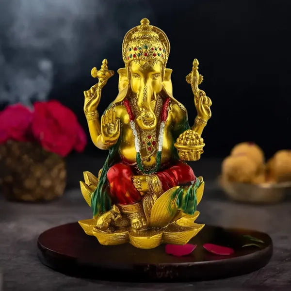 Red Lord Ganesha Idol for Diwali Pooja Decor