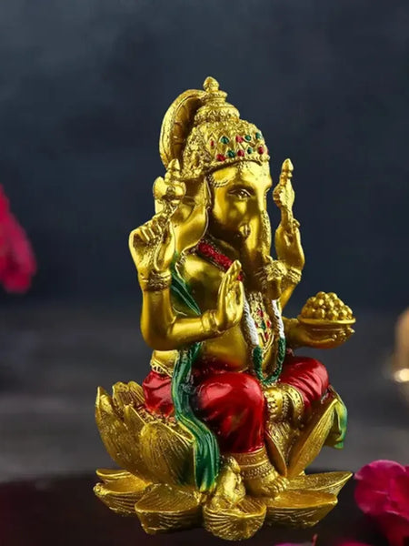 Red Lord Ganesha Idol for Diwali Pooja Decor
