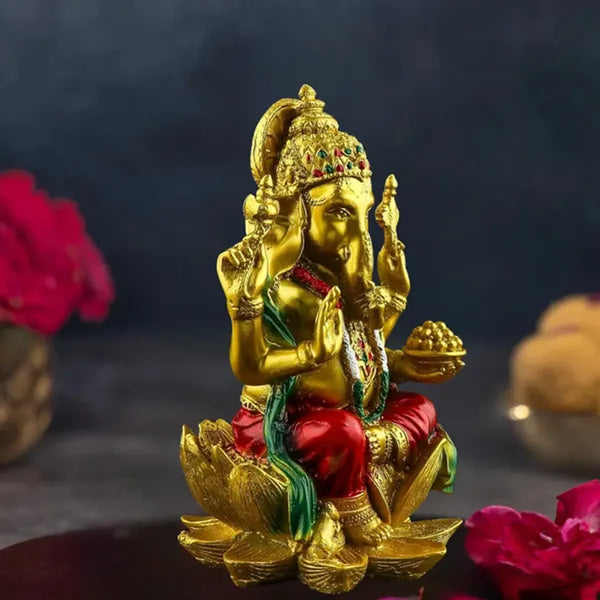 Red Lord Ganesha Idol for Diwali Pooja Decor