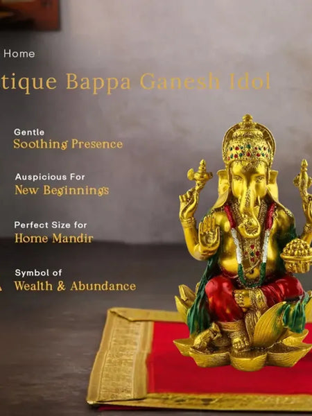 Red Lord Ganesha Idol for Diwali Pooja Decor