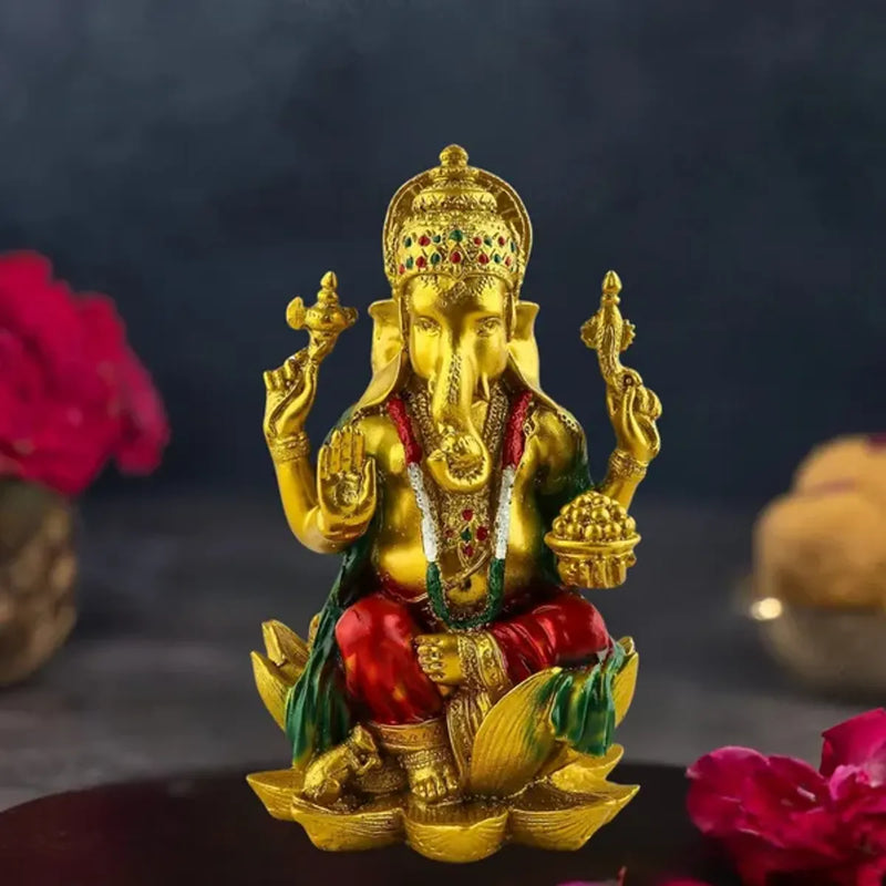 Red Lord Ganesha Idol for Diwali Pooja Decor