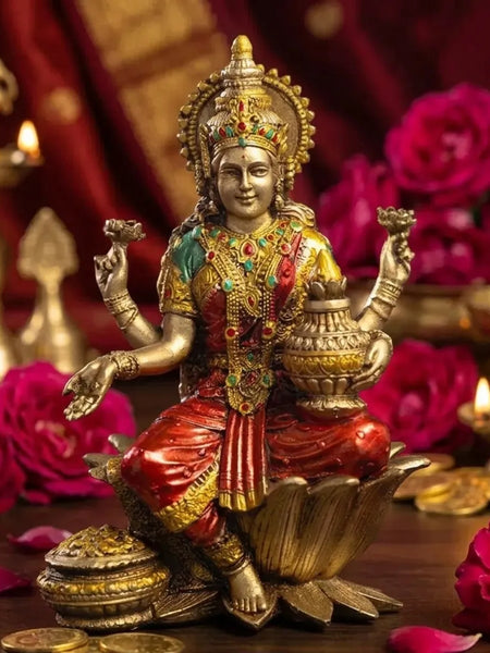 Red Goddess Lakshmi Idol for Diwali Pooja Decor