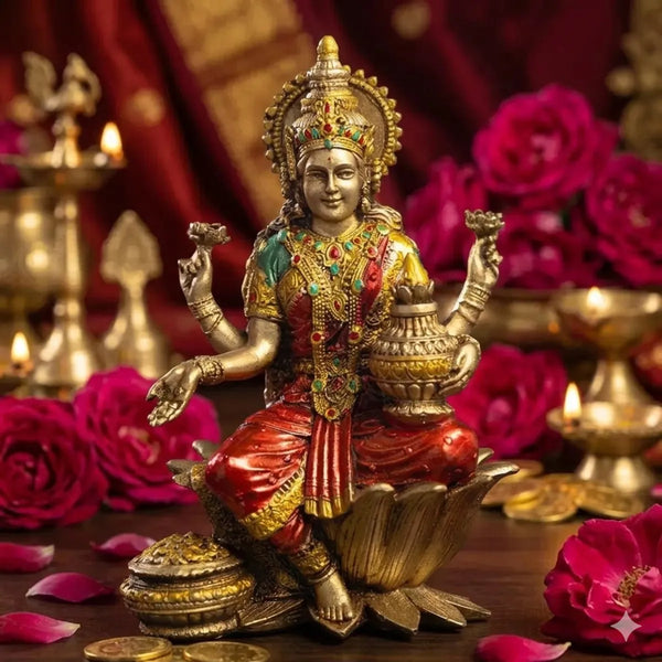 Red Goddess Lakshmi Idol for Diwali Pooja Decor