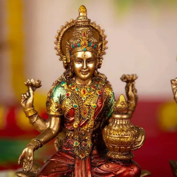 Red & Golden Laxmi Ganesh Idol Set for Diwali