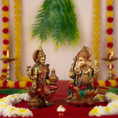 Red & Golden Laxmi Ganesh Idol Set for Diwali