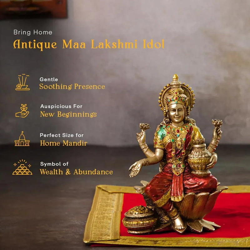 Red Goddess Lakshmi Idol for Diwali Pooja Decor