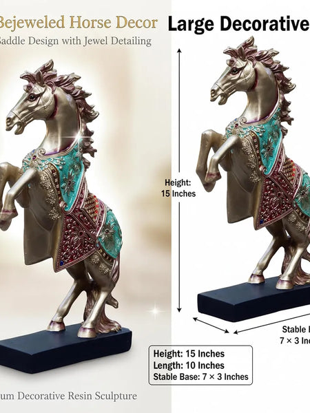 Royal Bejeweled Horse Showpiece Statue for Home Decor